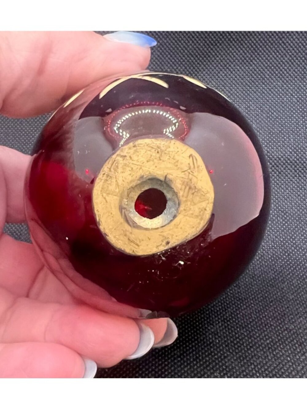 Russian imperial revival Ruby glass egg monogram E cut glass gold gilt - Picture 7 of 10